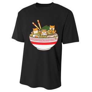 Shibas Eating Ra Noodles Kawaii Japanese Food Anime  Performance Sprint T-Shirt