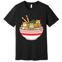 Shibas Eating Ra Noodles Kawaii Japanese Food Anime  Premium T-Shirt