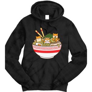 Shibas Eating Ra Noodles Kawaii Japanese Food Anime  Tie Dye Hoodie