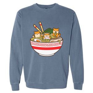 Shibas Eating Ra Noodles Kawaii Japanese Food Anime  Garment-Dyed Sweatshirt