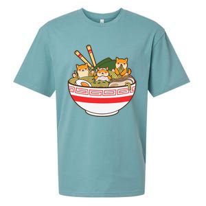 Shibas Eating Ra Noodles Kawaii Japanese Food Anime  Sueded Cloud Jersey T-Shirt