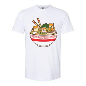 Shibas Eating Ra Noodles Kawaii Japanese Food Anime  Softstyle CVC T-Shirt