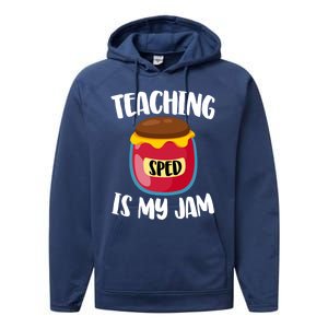 Special Education Sped Teacher Cool Gift Teaching Is My Jam Gift Performance Fleece Hoodie