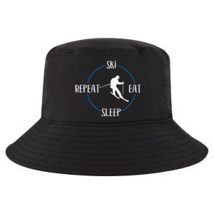 Ski Eat Sleep Repeat Gift For Skiers And Downhill Skiers Great Gift Cool Comfort Performance Bucket Hat