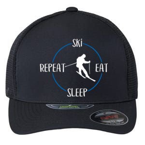 Ski Eat Sleep Repeat Gift For Skiers And Downhill Skiers Great Gift Flexfit Unipanel Trucker Cap