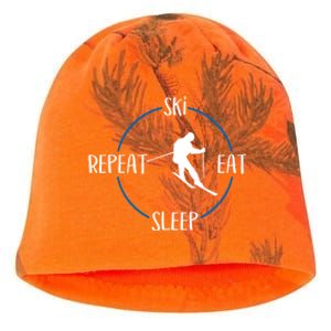 Ski Eat Sleep Repeat Gift For Skiers And Downhill Skiers Great Gift Kati - Camo Knit Beanie