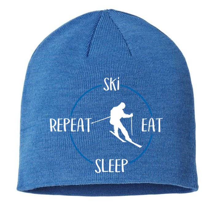 Ski Eat Sleep Repeat Gift For Skiers And Downhill Skiers Great Gift Sustainable Beanie