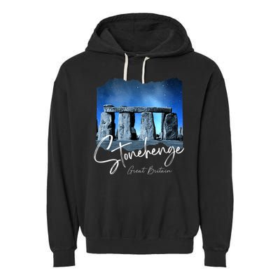 Stonehenge England Souvenir Stonehenge At Night Garment-Dyed Fleece Hoodie
