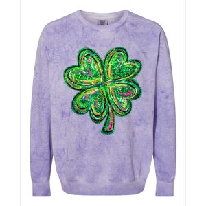 Shamrock Effect St Patricks Day Four Leaf Clover Colorblast Crewneck Sweatshirt