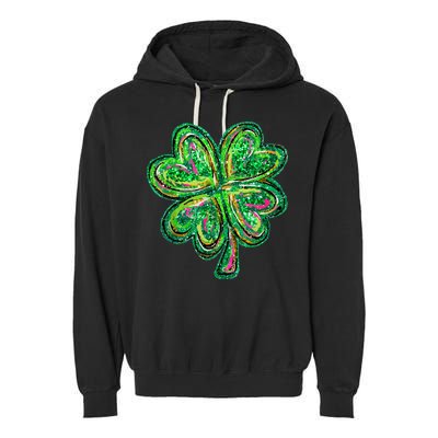 Shamrock Effect St Patricks Day Four Leaf Clover Garment-Dyed Fleece Hoodie