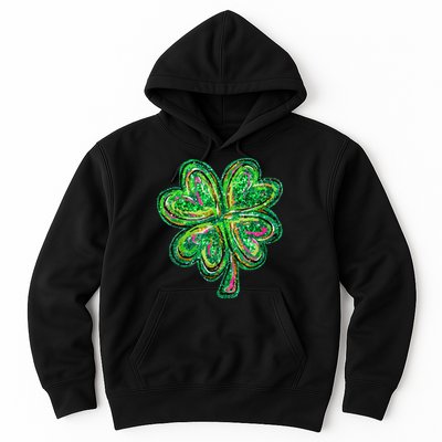 Shamrock Effect St Patricks Day Four Leaf Clover Hoodie