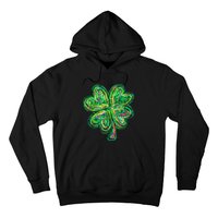 Shamrock Effect St Patricks Day Four Leaf Clover Hoodie