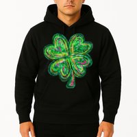 Shamrock Effect St Patricks Day Four Leaf Clover Hoodie