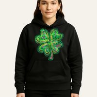 Shamrock Effect St Patricks Day Four Leaf Clover Hoodie