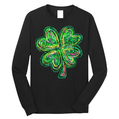 Shamrock Effect St Patricks Day Four Leaf Clover Long Sleeve Shirt