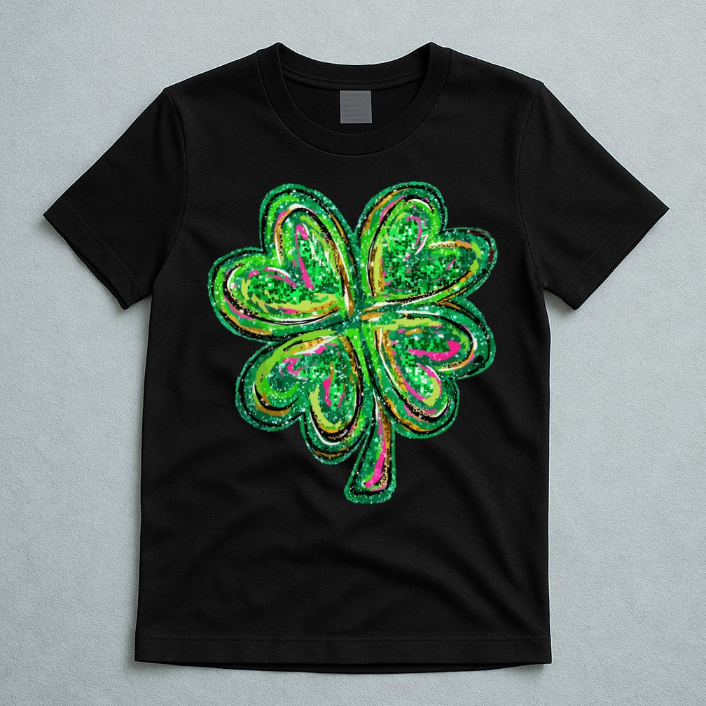 Shamrock Effect St Patricks Day Four Leaf Clover T-Shirt