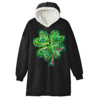 Shamrock Effect St Patricks Day Four Leaf Clover Hooded Wearable Blanket