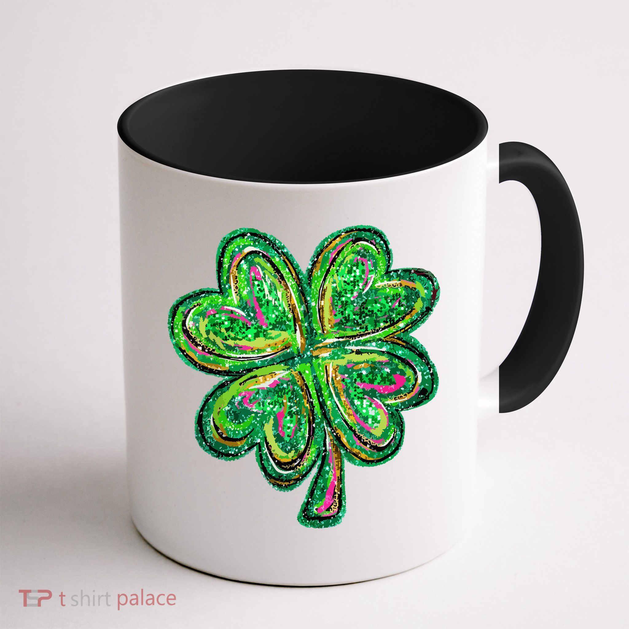 Shamrock Effect St Patricks Day Four Leaf Clover Mug