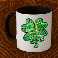 Shamrock Effect St Patricks Day Four Leaf Clover Mug