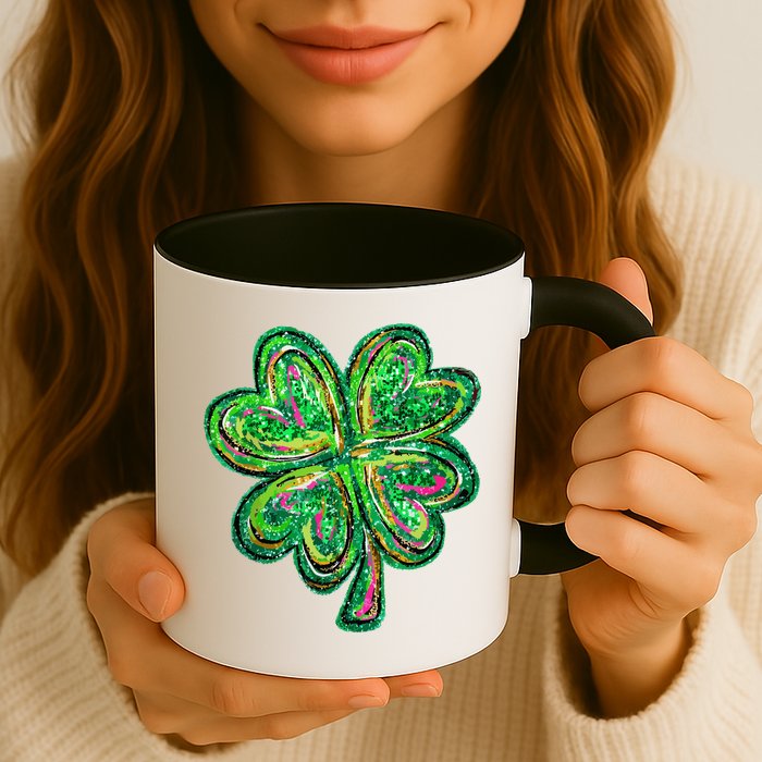 Shamrock Effect St Patricks Day Four Leaf Clover Mug