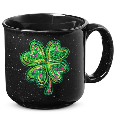 Shamrock Effect St Patricks Day Four Leaf Clover 15oz Campfire Ceramic Mug
