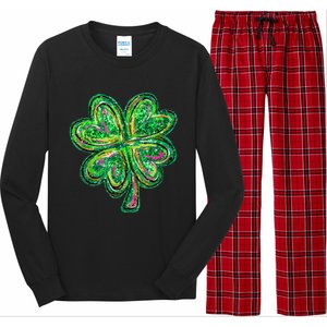 Shamrock Effect St Patricks Day Four Leaf Clover Long Sleeve Pajama Set