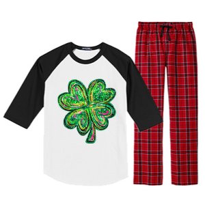 Shamrock Effect St Patricks Day Four Leaf Clover Raglan Sleeve Pajama Set