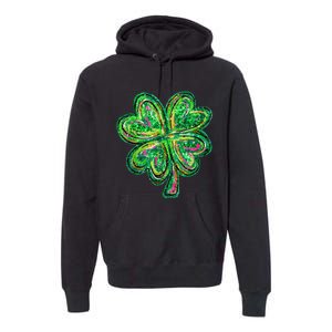 Shamrock Effect St Patricks Day Four Leaf Clover Premium Hoodie