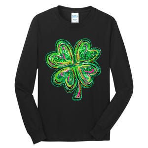 Shamrock Effect St Patricks Day Four Leaf Clover Tall Long Sleeve T-Shirt