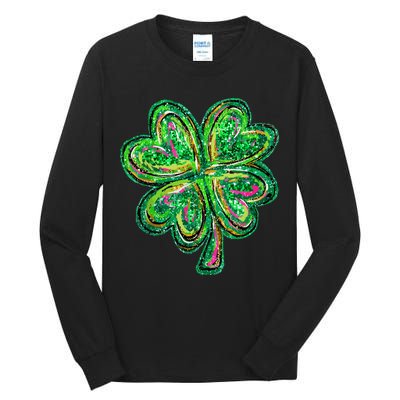 Shamrock Effect St Patricks Day Four Leaf Clover Tall Long Sleeve T-Shirt