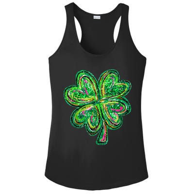 Shamrock Effect St Patricks Day Four Leaf Clover Ladies PosiCharge Competitor Racerback Tank