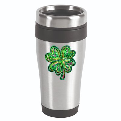 Shamrock Effect St Patricks Day Four Leaf Clover 16oz Travel Tumbler