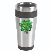 Shamrock Effect St Patricks Day Four Leaf Clover 16oz Travel Tumbler