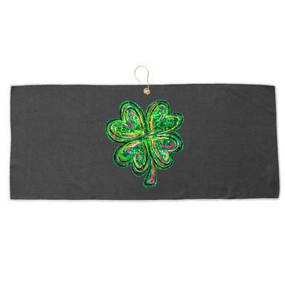 Shamrock Effect St Patricks Day Four Leaf Clover Large Microfiber Waffle Golf Towel