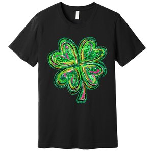 Shamrock Effect St Patricks Day Four Leaf Clover Premium T-Shirt