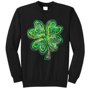 Shamrock Effect St Patricks Day Four Leaf Clover Tall Sweatshirt