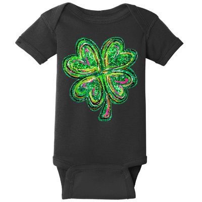 Shamrock Effect St Patricks Day Four Leaf Clover Baby Bodysuit