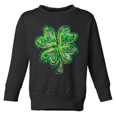 Shamrock Effect St Patricks Day Four Leaf Clover Toddler Sweatshirt