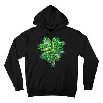 Shamrock Effect St Patricks Day Four Leaf Clover Tall Hoodie