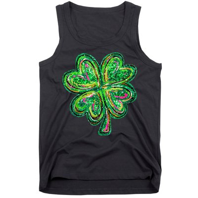 Shamrock Effect St Patricks Day Four Leaf Clover Tank Top