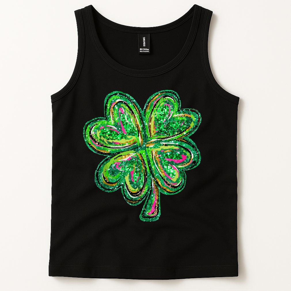 Shamrock Effect St Patricks Day Four Leaf Clover Tank Top