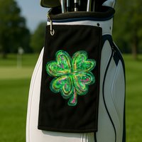 Shamrock Effect St Patricks Day Four Leaf Clover Golf Towel