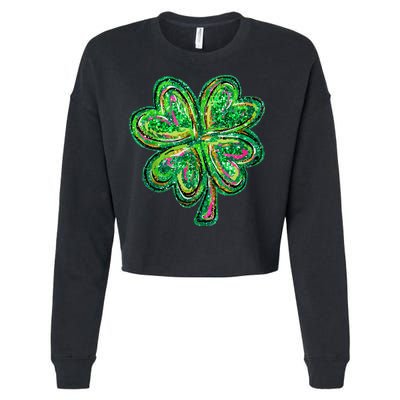 Shamrock Effect St Patricks Day Four Leaf Clover Cropped Pullover Crew