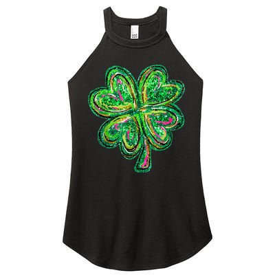 Shamrock Effect St Patricks Day Four Leaf Clover Women's Perfect Tri Rocker Tank