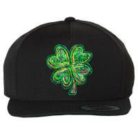 Shamrock Effect St Patricks Day Four Leaf Clover Wool Snapback Cap