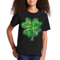 Shamrock Effect St Patricks Day Four Leaf Clover Kids T-Shirt