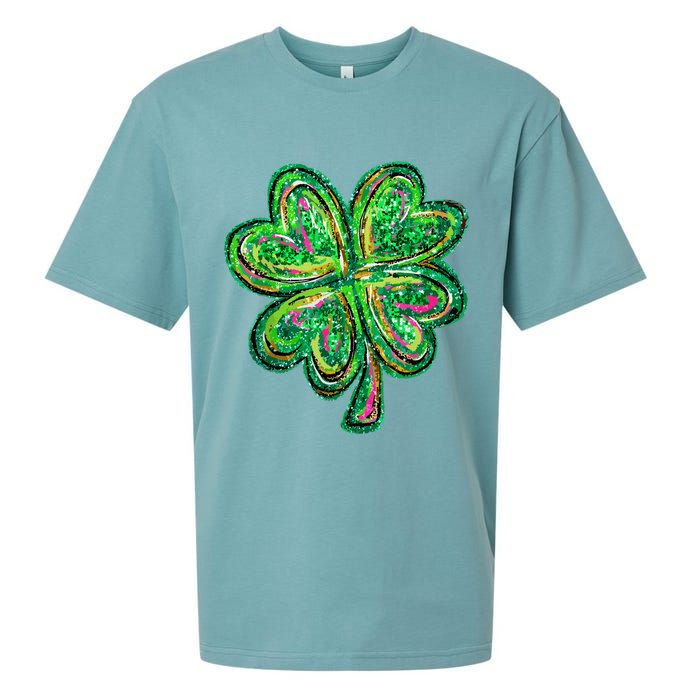 Shamrock Effect St Patricks Day Four Leaf Clover Sueded Cloud Jersey T-Shirt