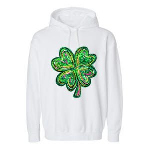 Shamrock Effect St Patricks Day Four Leaf Clover Garment-Dyed Fleece Hoodie