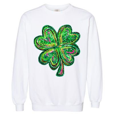 Shamrock Effect St Patricks Day Four Leaf Clover Garment-Dyed Sweatshirt