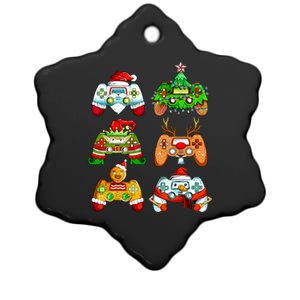 Santa Elf Snow Gaming Controllers Video Gamer Christmas Gift Ceramic Star Ornament